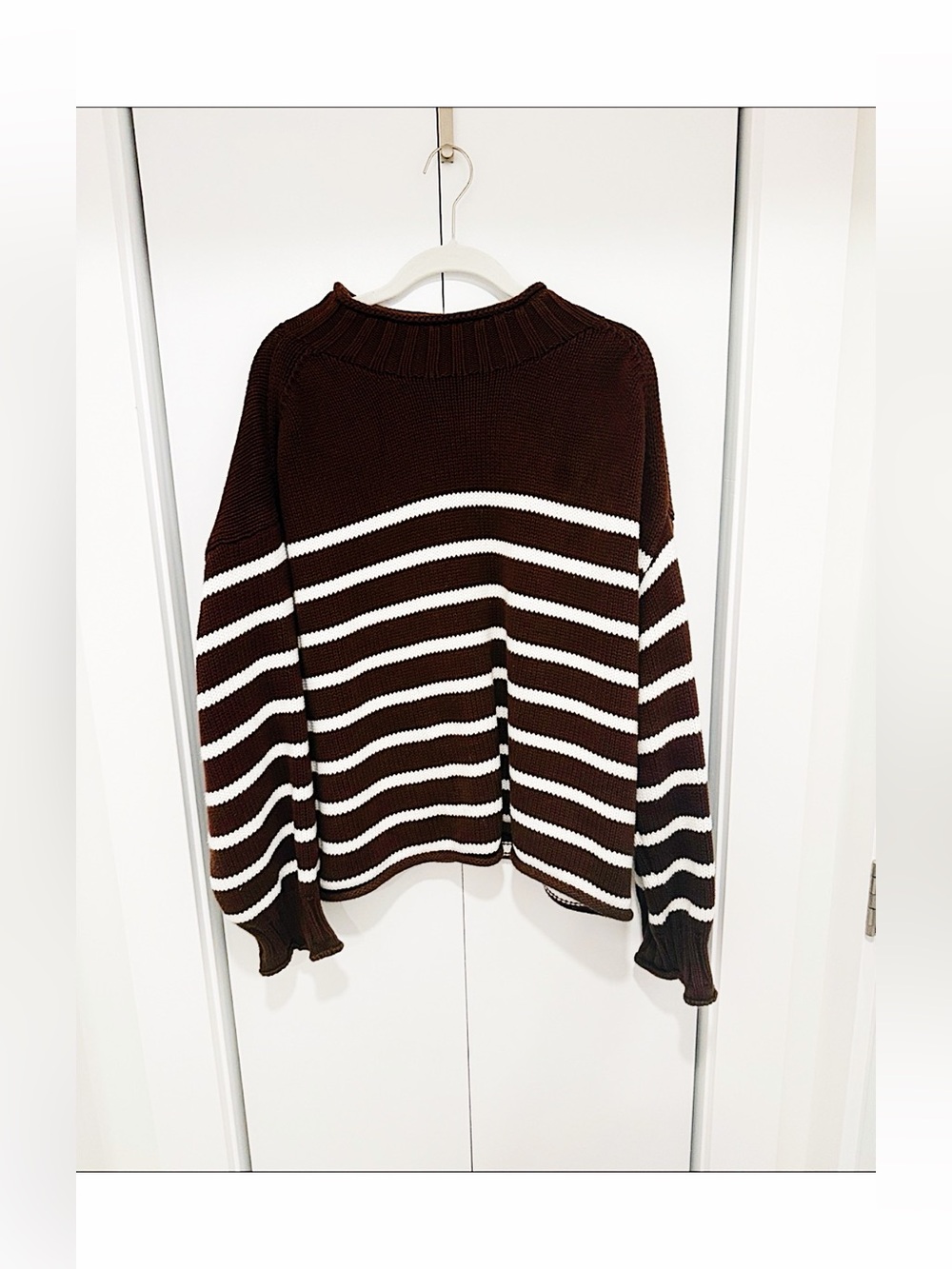 J.Crew 2025 Brown stripe roll neck cotton sweater medium - Picture 4 of 6